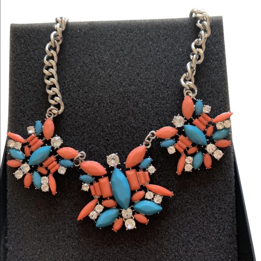 Coral and Turquoise  Cabochon Statement necklace